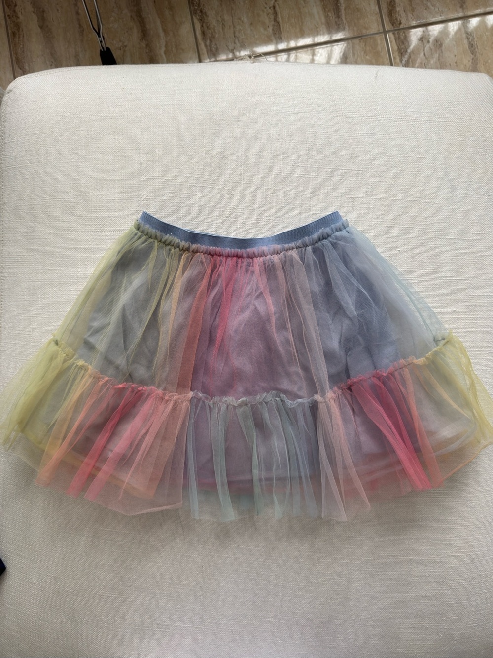 Mini Boden Pastel Rainbow Tulle Skirt with Elastic Waistband